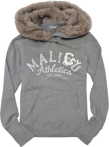 Hollister Women's Feel Good Faux Fur-Lined Hood Graphic Hoodie HOW-16 in Saudi Arabia