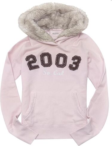 Hollister Women's Feel Good Faux Fur-Lined Hood Graphic Hoodie HOW-16 in Saudi Arabia