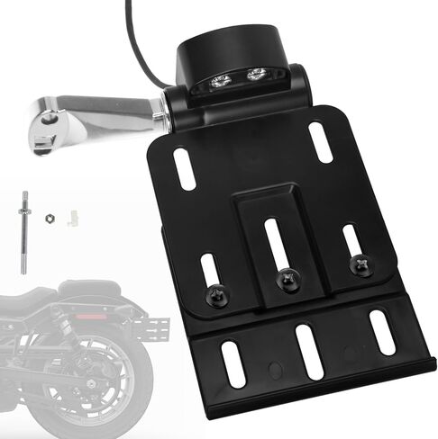 Motorcycle Rear Side License Plate Bracket Holder with LED Light for Harley Sportster XL883, XL1200, Dyna Low Rider FXDLS, Street Bob FXDB 2004-2020 Black in Kuwait