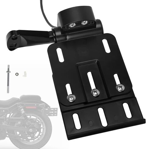 حامل قوس لوحة ترخيص الجانب الخلفي للدراجات النارية مع ضوء LED لـ Harley Sportster XL883 ، XL1200 ، Dyna Low Rider FXDLS ، Street Bob FXDB 2004-2020 Black in Kuwait