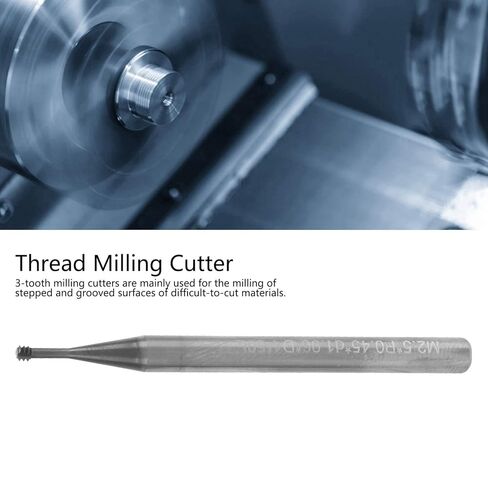Milling Cutter Tungsten Steel Thread Carving Bit 3 - Tooth 60° M2.5x0.45xD4x50 - High Hardness Wear, Precise CNC Cutting for Grooves and Stepped Surfaces in Saudi Arabia