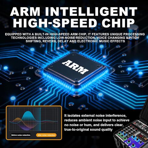 خلاط يعمل بالطاقة W IN-MIX بقدرة 150 وات × 2 مع 4 قنوات وبلوتوث وتشغيل USB/MP3 وطاقة فانتوم 48 فولت للكاريوكي والدي جي والاستوديو المنزلي والصوت المباشر in Kuwait