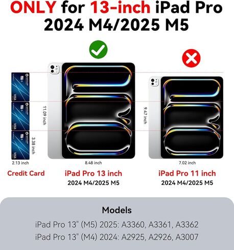 علبة متوافقة مع Magic-Keyboard لـ iPad Pro-13 Inch M4 2024 ، تغطية للمتانة Smart Magickeyboard Folio Slim ، مع سطح جلدي متين ، (لوحة مفاتيح غير متضمنة) ، أسود in Kuwait