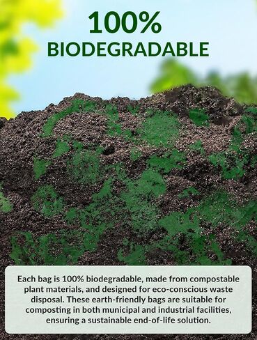 UMT Plastar 200 Count Compostable Trash Bags 30-33 Gallon, 32 x 38 Inch Biodegradable Garbage Bags 18 Micron, Green Eco Friendly Kitchen & Household Trash Bags in Kuwait