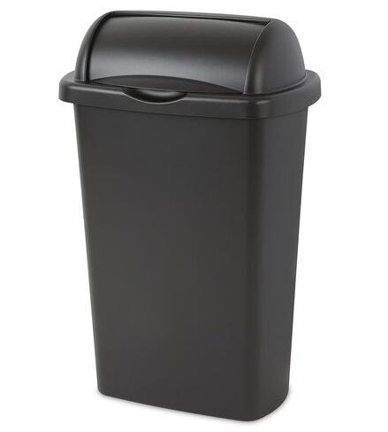 13-Gallon Kitchen Trash can with roll-up lid, Black in Saudi Arabia