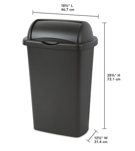 13-Gallon Kitchen Trash can with roll-up lid, Black in Saudi Arabia