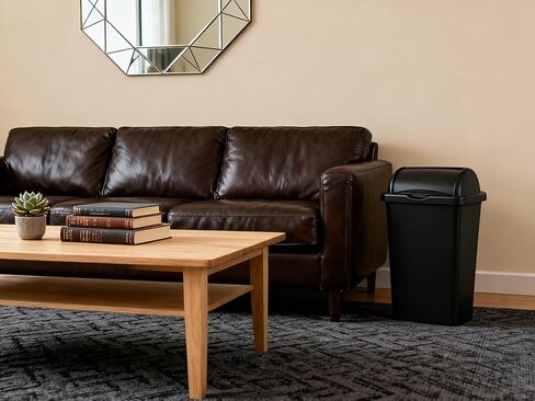 13-Gallon Kitchen Trash can with roll-up lid, Black in Saudi Arabia