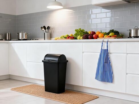 13-Gallon Kitchen Trash can with roll-up lid, Black in Saudi Arabia