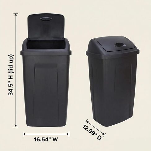 13-Gallon Kitchen Trash can with a Rotating Lid, Featuring Large Capacity and Durability, Suitable for Households, Offices, Commercial Establishments, Properties and Parks.(Black in Saudi Arabia