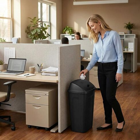 13-Gallon Kitchen Trash can with a Rotating Lid, Featuring Large Capacity and Durability, Suitable for Households, Offices, Commercial Establishments, Properties and Parks.(Black in Saudi Arabia