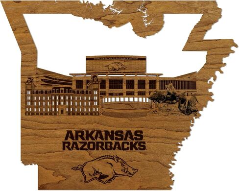 LazerEdge West Virginia Mountaineers WVU Skyline Wooden Wall Art Décor - Handcrafted from Cherry Wood - Standard Size - Officially Licensed Product in Saudi Arabia