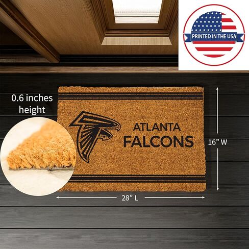 Team Sports America NFL Atlanta Falcons Natural Coir Door Mat | Indoor and Outdoor Entryway | 28 x 16 Inches | Non Slip Back | Welcome Floor Mats | Muddy Dog Paws | Front Door Entrance Home Décor in Saudi Arabia