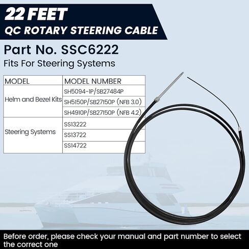 SSC6222 22 Ft Boat Steering Cable Compatible with Bezel Kits SH5094-1P SH5150P SH4910P for Helm Kits SS13222 SS13722 SS14722 in Saudi Arabia
