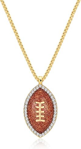 Football Pendant Necklace Rhinestone Gold - Tone Delicate Chain Sports Necklace for Women, Game Day & Fan Gift in Saudi Arabia