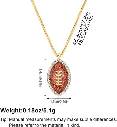 Football Pendant Necklace Rhinestone Gold - Tone Delicate Chain Sports Necklace for Women, Game Day & Fan Gift in Saudi Arabia