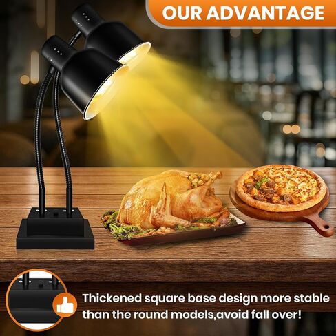 Food Heat Lamp, Commercial Food Warmer 550W Dual Head Heat Lamp for Food, Stainless Steel Catering Food Warming Lamp for Kitchen Restaurant Cafeteria in Saudi Arabia
