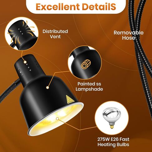 Food Heat Lamp, Commercial Food Warmer 550W Dual Head Heat Lamp for Food, Stainless Steel Catering Food Warming Lamp for Kitchen Restaurant Cafeteria in Saudi Arabia