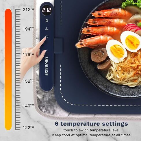 Upgraded Graphene Food Warming mat, 10s Fast Heating, 6-Level Temperature Control, Oil-Proof & Waterproof, Ideal for Home Gatherings & Holiday in Saudi Arabia