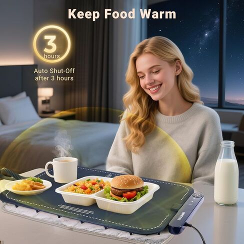 Upgraded Graphene Food Warming mat, 10s Fast Heating, 6-Level Temperature Control, Oil-Proof & Waterproof, Ideal for Home Gatherings & Holiday in Saudi Arabia