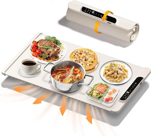 Food Warming Mat, 26'' x 15'' Electric Silicone Warming Tray with 11-Temp Control & Timer, Child Lock, Portable Food Warmer Mat for Buffets, Parties & Gatherings in Kuwait