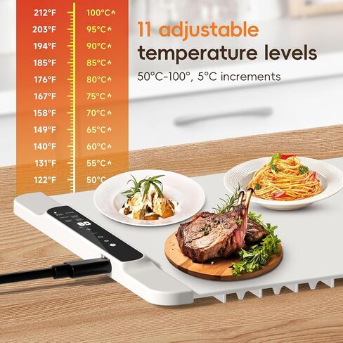 Food Warming Mat, 26'' x 15'' Electric Silicone Warming Tray with 11-Temp Control & Timer, Child Lock, Portable Food Warmer Mat for Buffets, Parties & Gatherings in Kuwait