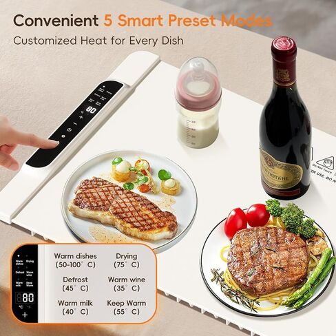 Food Warming Mat, 26'' x 15'' Electric Silicone Warming Tray with 11-Temp Control & Timer, Child Lock, Portable Food Warmer Mat for Buffets, Parties & Gatherings in Kuwait