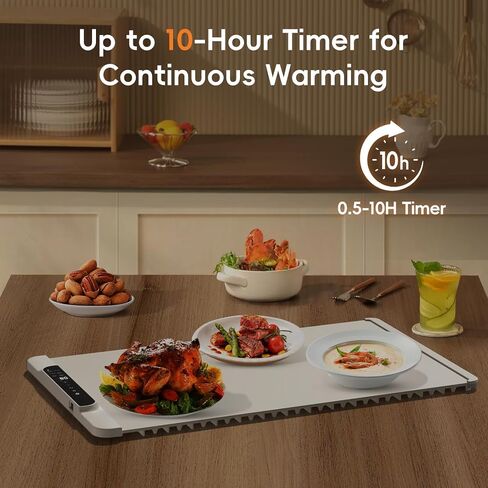 Food Warming Mat, 26'' x 15'' Electric Silicone Warming Tray with 11-Temp Control & Timer, Child Lock, Portable Food Warmer Mat for Buffets, Parties & Gatherings in Kuwait