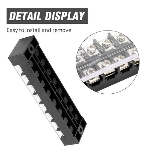 SYOWADA 8Pcs 8 Position Terminal Block, Screw Terminal Block with Cover, Busbar Terminal Block 600V 25A Double-Row Insulation with Connection Strip in Saudi Arabia