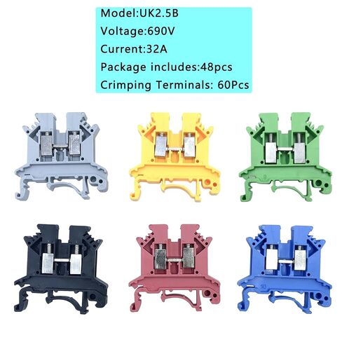 مجموعة كتل طرفية للسكك الحديدية DIN UK2.5B 32A 690V - كتل طرفية 30 قطعة، مجموعة السكك الحديدية، كتل طرفية معزولة لأسلاك آمنة وسهلة in Kuwait