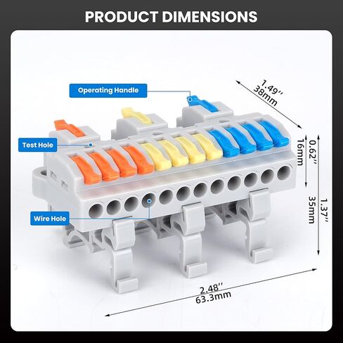 4PCS DIN Rail Terminal Blocks - 600V 32A Electrical Connectors, Flame-Retardant PC Material for Industrial Control Cabinet Wiring, 28-12AWG (3 in 12 Out) in Saudi Arabia