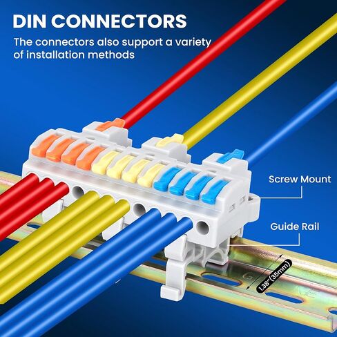 4PCS DIN Rail Terminal Blocks - 600V 32A Electrical Connectors, Flame-Retardant PC Material for Industrial Control Cabinet Wiring, 28-12AWG (3 in 12 Out) in Saudi Arabia