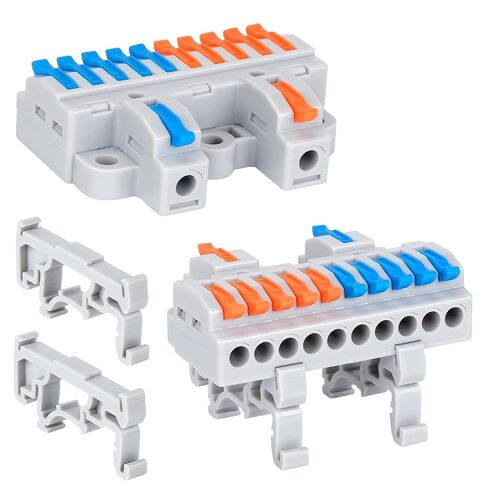 4PCS DIN Rail Terminal Blocks - 600V 32A Electrical Connectors, Flame-Retardant PC Material for Industrial Control Cabinet Wiring, 28-12AWG (3 in 12 Out) in Kuwait