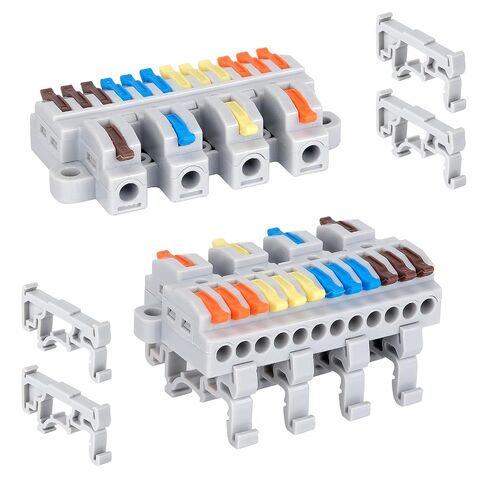 4PCS DIN Rail Terminal Blocks - 600V 32A Electrical Connectors, Flame-Retardant PC Material for Industrial Control Cabinet Wiring, 28-12AWG (3 in 12 Out) in Saudi Arabia