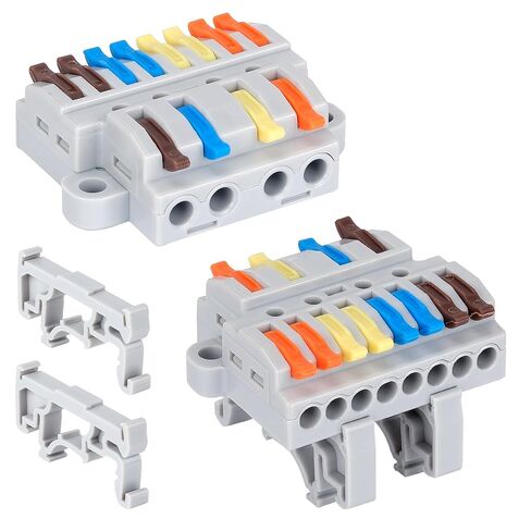 4PCS DIN Rail Terminal Blocks - 600V 32A Electrical Connectors, Flame-Retardant PC Material for Industrial Control Cabinet Wiring, 28-12AWG (3 in 12 Out) in Saudi Arabia