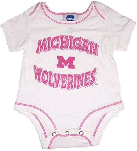 VF Michigan Wolverines Infant Baby One Piece Bodysuit Creeper - White & Pink in Kuwait