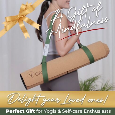 مجموعة أساسيات اليوغا الكل في واحد من YO Gayo Premium Cork - سجادة يوجا كبيرة من الفلين مقاس 5 مم ومجموعة كتل مع حزام حمل وخطوط محاذاة، وحزام مطاطي بطول 10 أقدام، مجموعة المبتدئين المثالية لليوجا in Kuwait