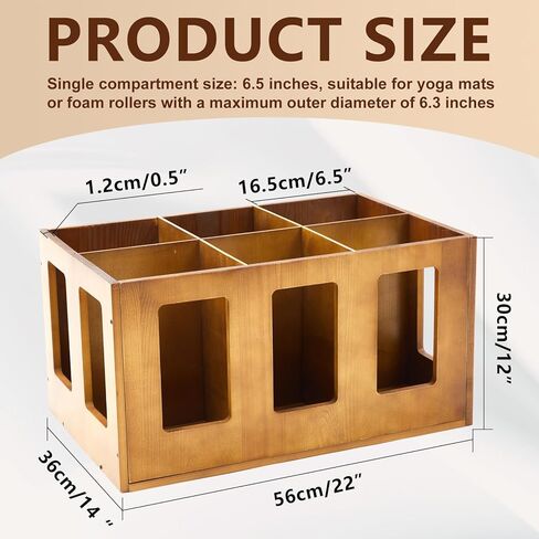 Sintuff Vintage Wood Yoga Mat Holder Storage Organizer Floor Standing Foam Roller Holder Rack for Home Yoga Mats Gym Sports Exercise Accessories Dumbbell Resistance Bands in Saudi Arabia
