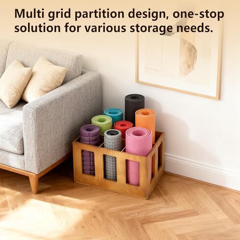 Sintuff Vintage Wood Yoga Mat Holder Storage Organizer Floor Standing Foam Roller Holder Rack for Home Yoga Mats Gym Sports Exercise Accessories Dumbbell Resistance Bands in Saudi Arabia