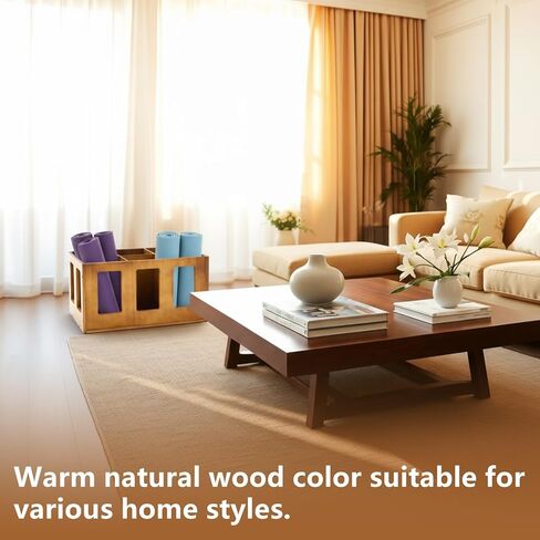 Sintuff Vintage Wood Yoga Mat Holder Storage Organizer Floor Standing Foam Roller Holder Rack for Home Yoga Mats Gym Sports Exercise Accessories Dumbbell Resistance Bands in Saudi Arabia