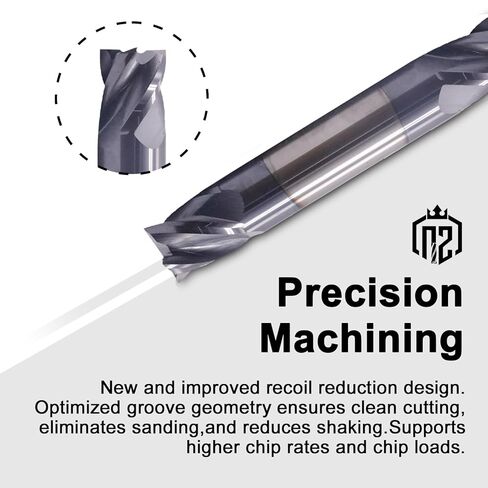 مجموعة مطاحن نهاية مربعة من الكربيد NZ 4 فلوت 1/4 بوصة مع طلاء AlTiN، مطحنة نهاية مزدوجة HRC45 لأداة تصنيع الفولاذ، الفولاذ المروي، الفولاذ المقاوم للصدأ، سبائك التيتانيوم، الحديد الزهر، 5 قطع in Kuwait