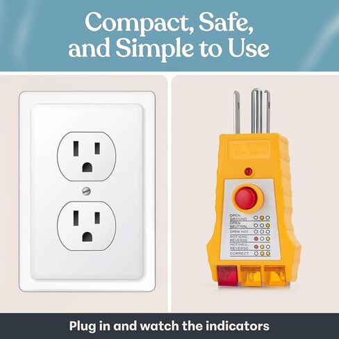 GAYA Grounding Outlet Tester Earthing for Grounding Products, Electric Outlet Testing Plug in, GFCI Test, Receptacle and Plug Testers, Circuit, Ground, GFCI Outlet, Socket Power Check in Kuwait