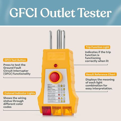 GAYA Grounding Outlet Tester Earthing for Grounding Products, Electric Outlet Testing Plug in, GFCI Test, Receptacle and Plug Testers, Circuit, Ground, GFCI Outlet, Socket Power Check in Kuwait