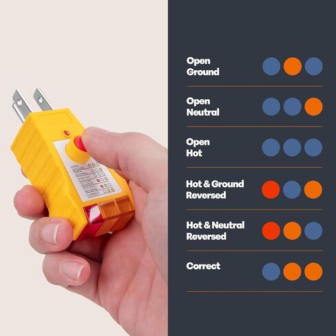 GAYA Grounding Outlet Tester Earthing for Grounding Products, Electric Outlet Testing Plug in, GFCI Test, Receptacle and Plug Testers, Circuit, Ground, GFCI Outlet, Socket Power Check in Kuwait
