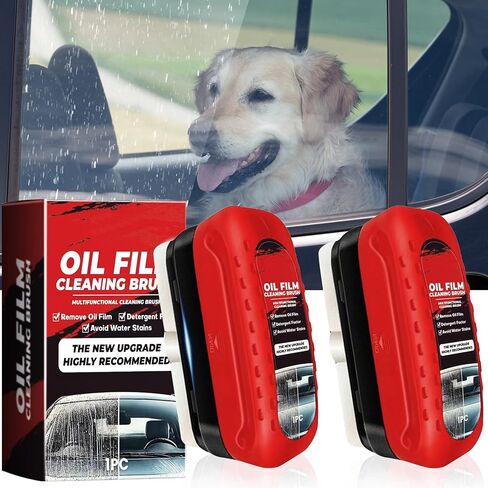 فرشاة جديدة لتنظيف أفلام الزيت ذات الحزمتين ، مزيل أفلام الزيت للزجاج الأمامي للسيارات ، لوح تنظيف زجاج نافذة السيارة ، فرشاة زجاجية لتنظيف الضباب المضادة للمسار ، الأحمر in Kuwait
