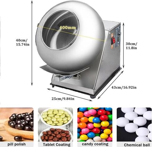 Automatic Chocolate Panning Machine, Small Commercial Sugar Coating Equipment, Coater for Chocolate Polishing and Drying, 300mm in Saudi Arabia