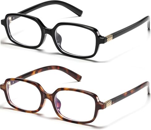 Retro Rectangle Blue Light Blocking Glasses for Women 90s Fake Eyeglasses Y2K Fashion Computer Glasses Tortoise Frame in Kuwait