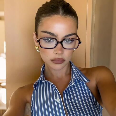 Retro Rectangle Blue Light Blocking Glasses for Women 90s Fake Eyeglasses Y2K Fashion Computer Glasses Tortoise Frame in Kuwait