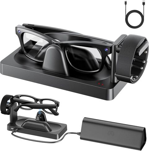 Charging Dock for Meta Ray-Ban Display Smart Glasses & Meta Neural Band,OLCLSS 3-in-1 Charging Station for Meta Display with Anti-Slip Stable Base,LED Indicator,USB Output, Smart Glasses Charger Stand in Saudi Arabia