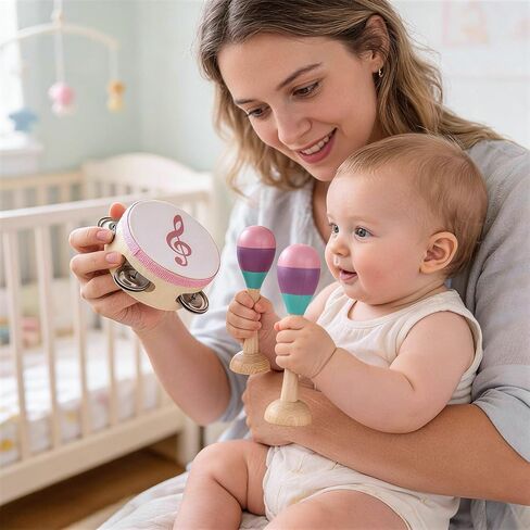 الآلات الموسيقية للأطفال من تويسا، ألعاب موسيقية خشبية مونتيسوري للأطفال الصغار 2-3 مع إكسيليفون ماراكاس الدف وصندوق هدايا للأطفال في مرحلة ما قبل المدرسة هدايا عيد ميلاد تعليمية لعمر 2 3 4 5 سنوات in Kuwait