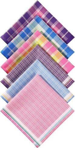 DoreenBeads Handkerchiefs for Men Women, 6Pcs Rainbow Colors Soft Cotton Plaid Hankies for Ladies Gentleman 17" in Kuwait